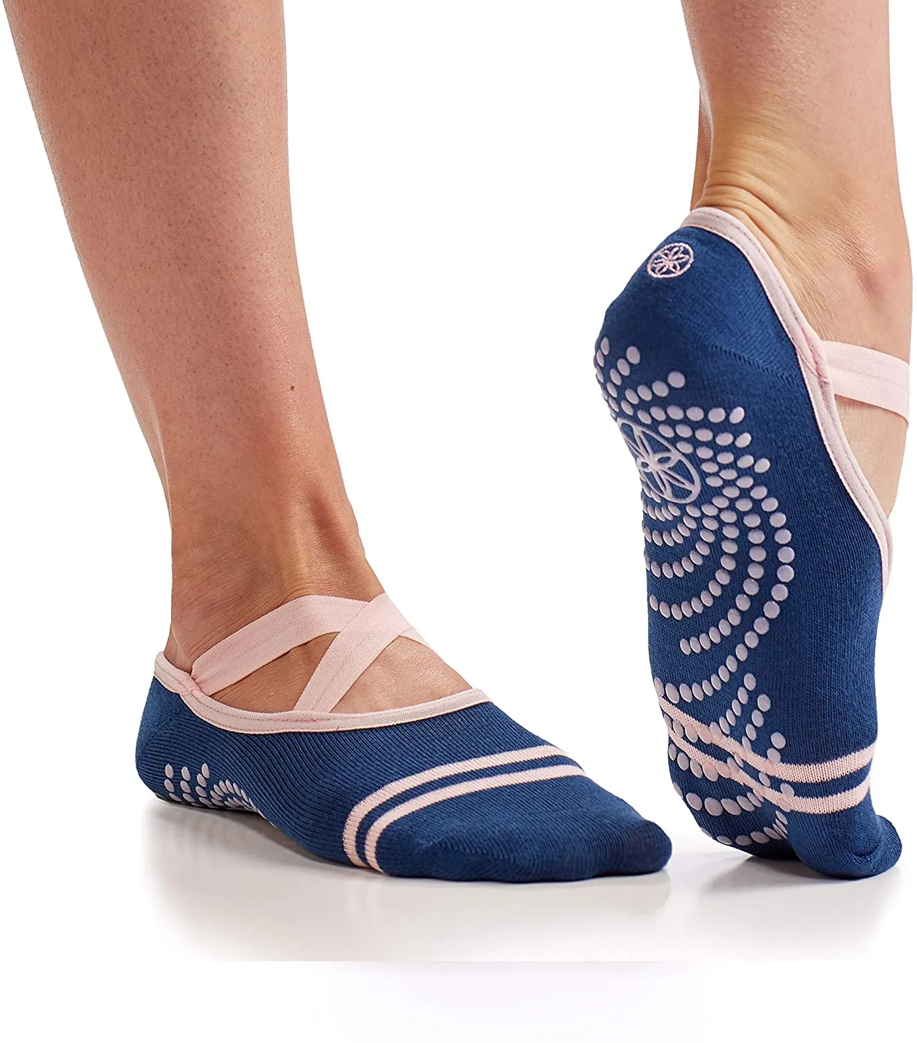 Gaiam Yoga Barre Socks - Non Slip Sticky Toe Grip Accessories for Women & Men
