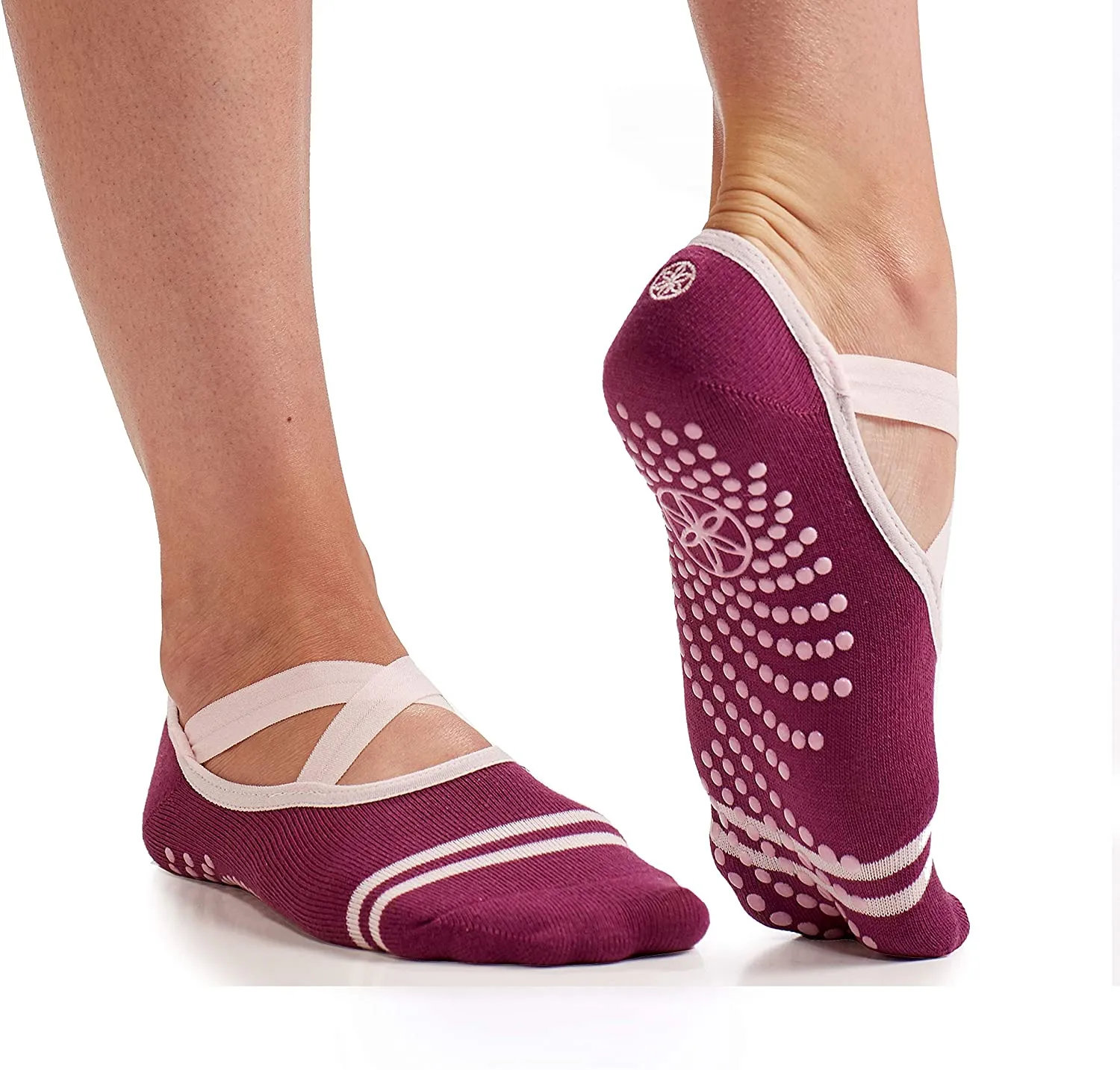 Gaiam Yoga Barre Socks - Non Slip Sticky Toe Grip Accessories for Women & Men