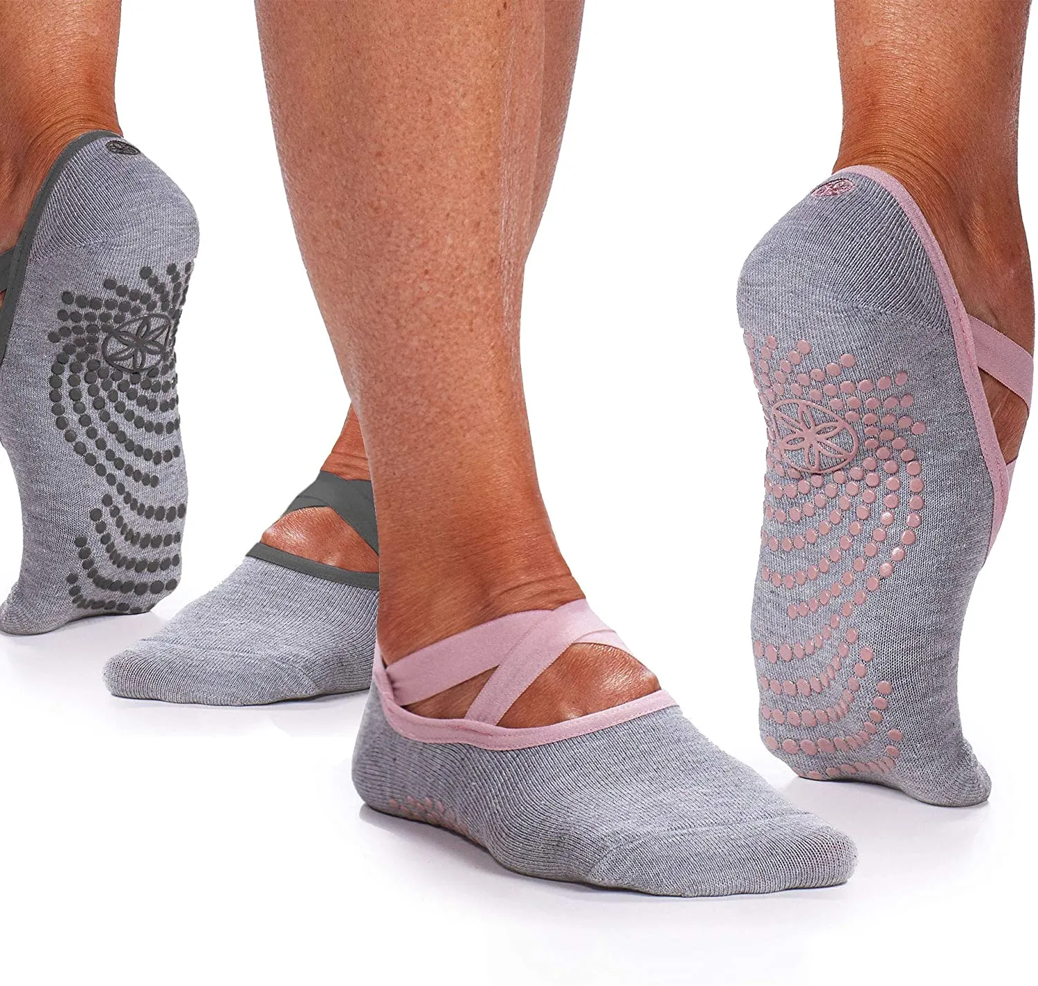 Gaiam Yoga Barre Socks - Non Slip Sticky Toe Grip Accessories for Women & Men