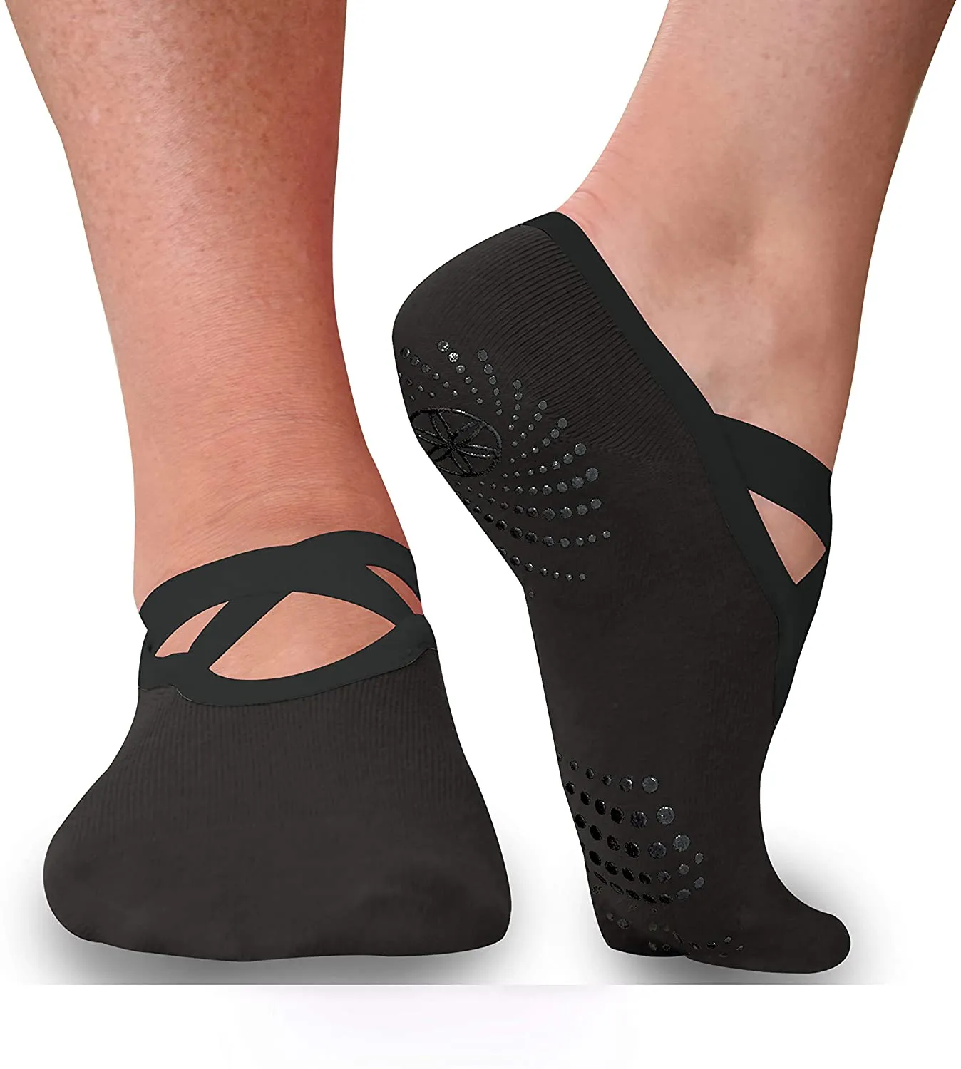 Gaiam Yoga Barre Socks - Non Slip Sticky Toe Grip Accessories for Women & Men