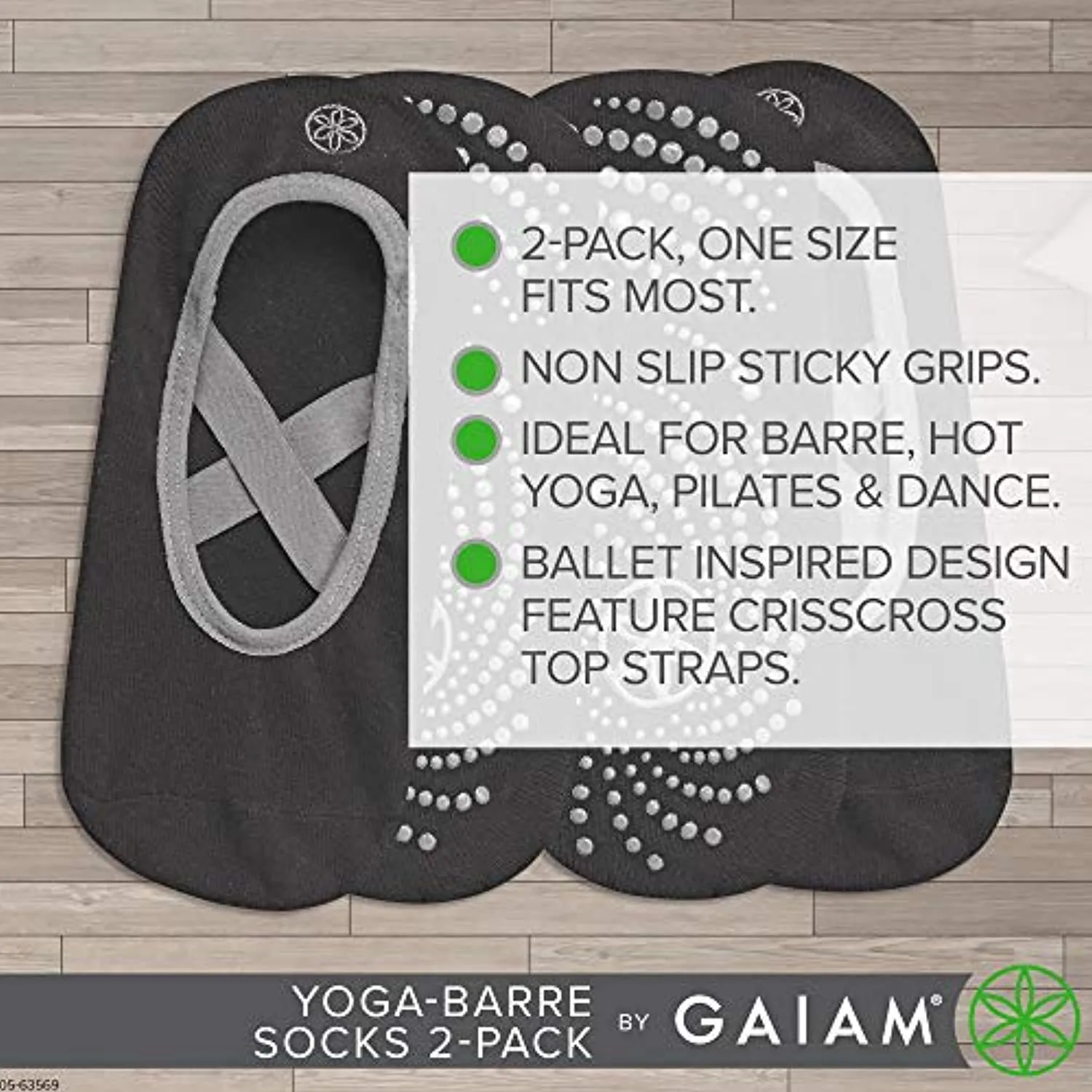 Gaiam Yoga Barre Socks - Non Slip Sticky Toe Grip Accessories for Women & Men