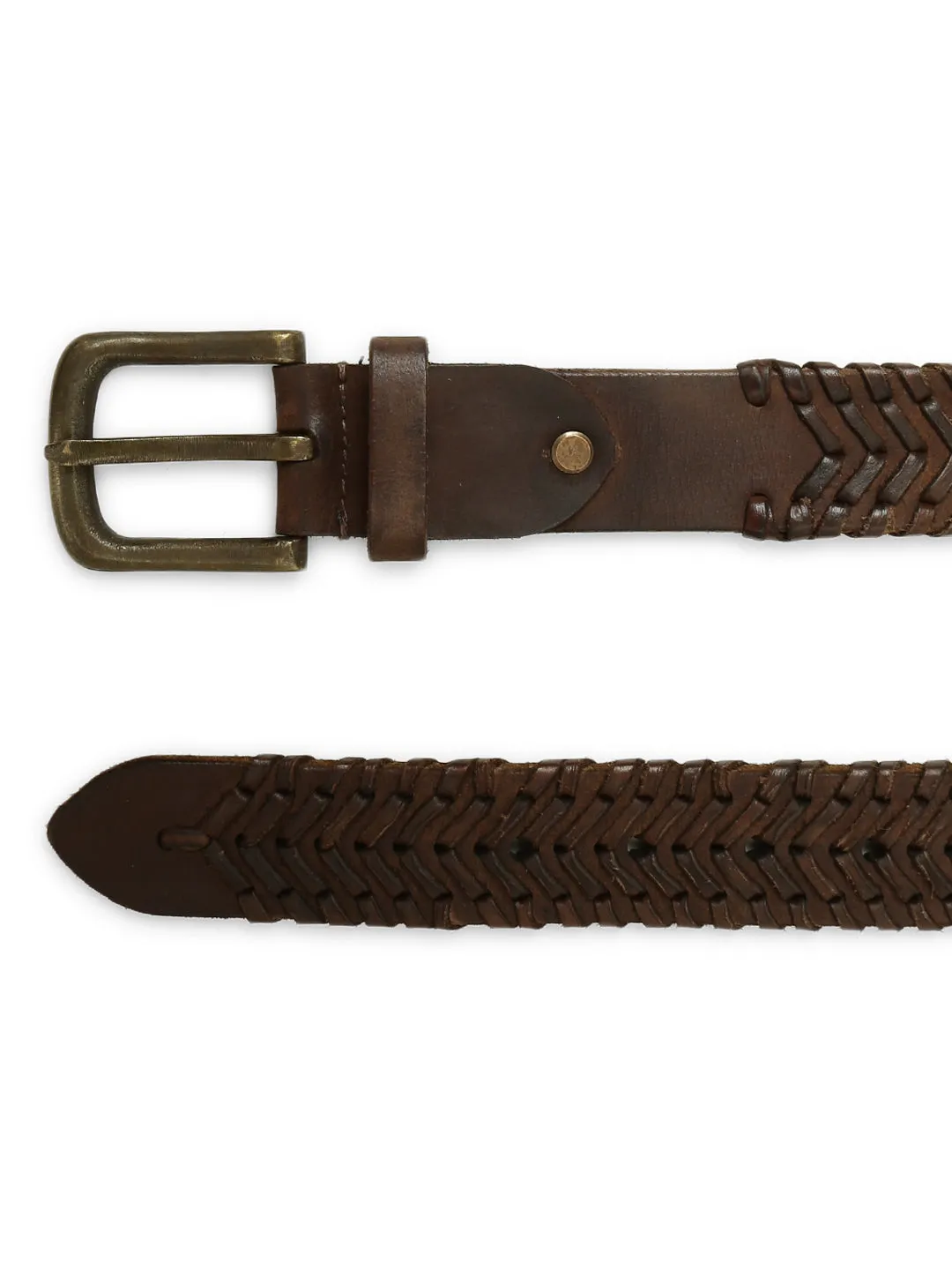 Genuine Brown Leather Hand-woven Belt By Art N Vintage