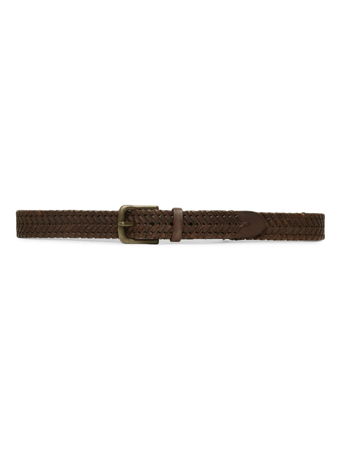 Genuine Brown Leather Hand-woven Belt By Art N Vintage