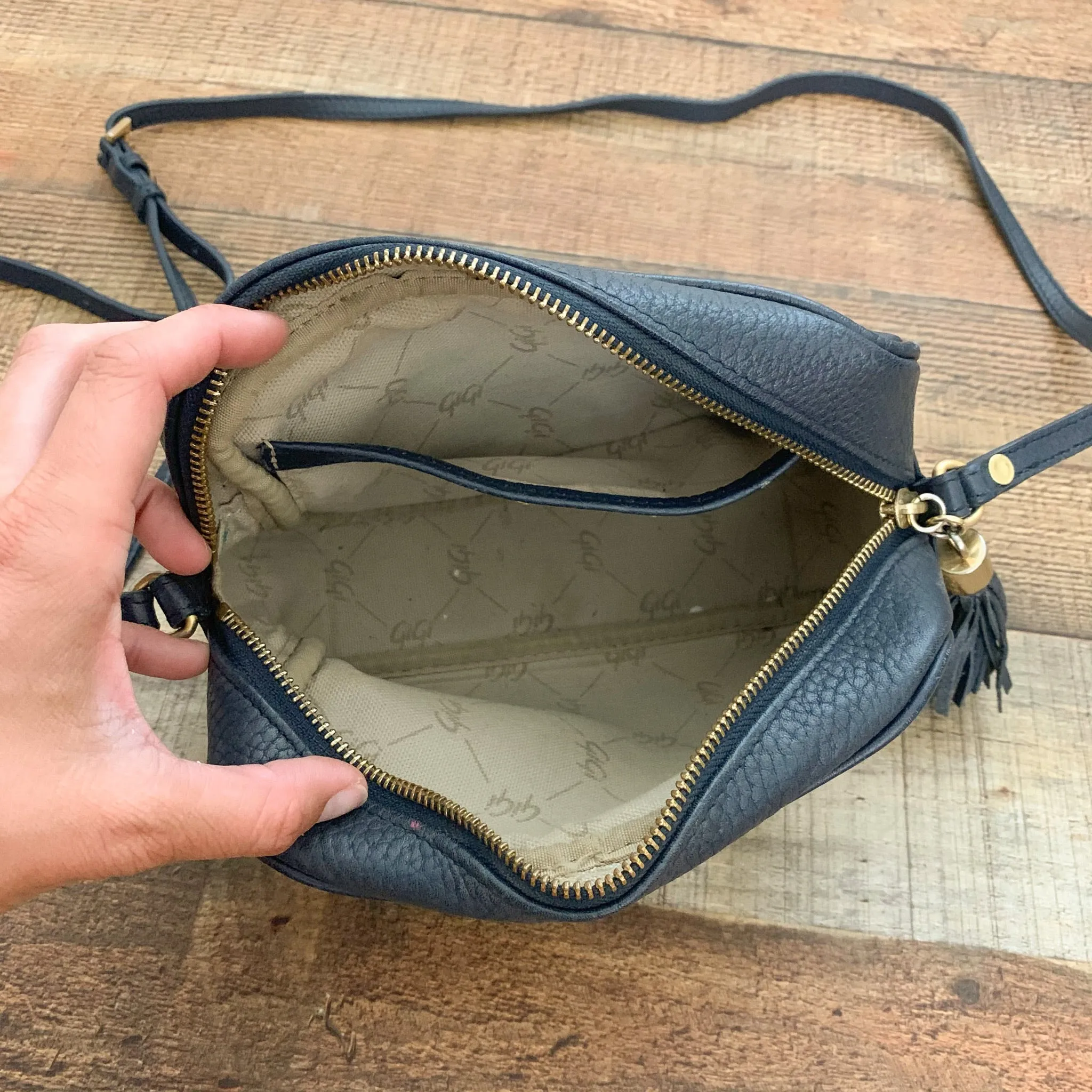 GiGi New York Navy Blue "JCC" Monogramed Handbag