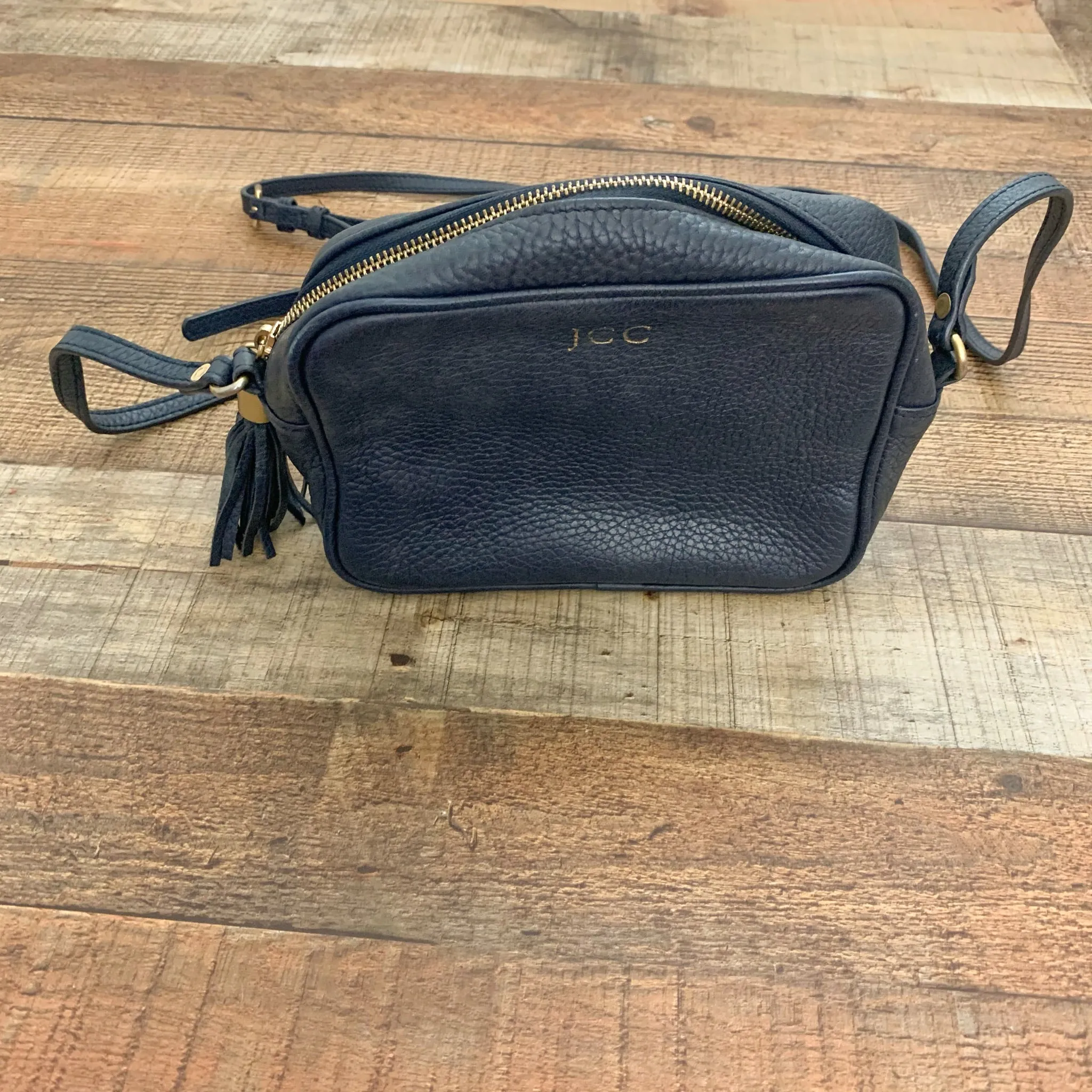 GiGi New York Navy Blue "JCC" Monogramed Handbag