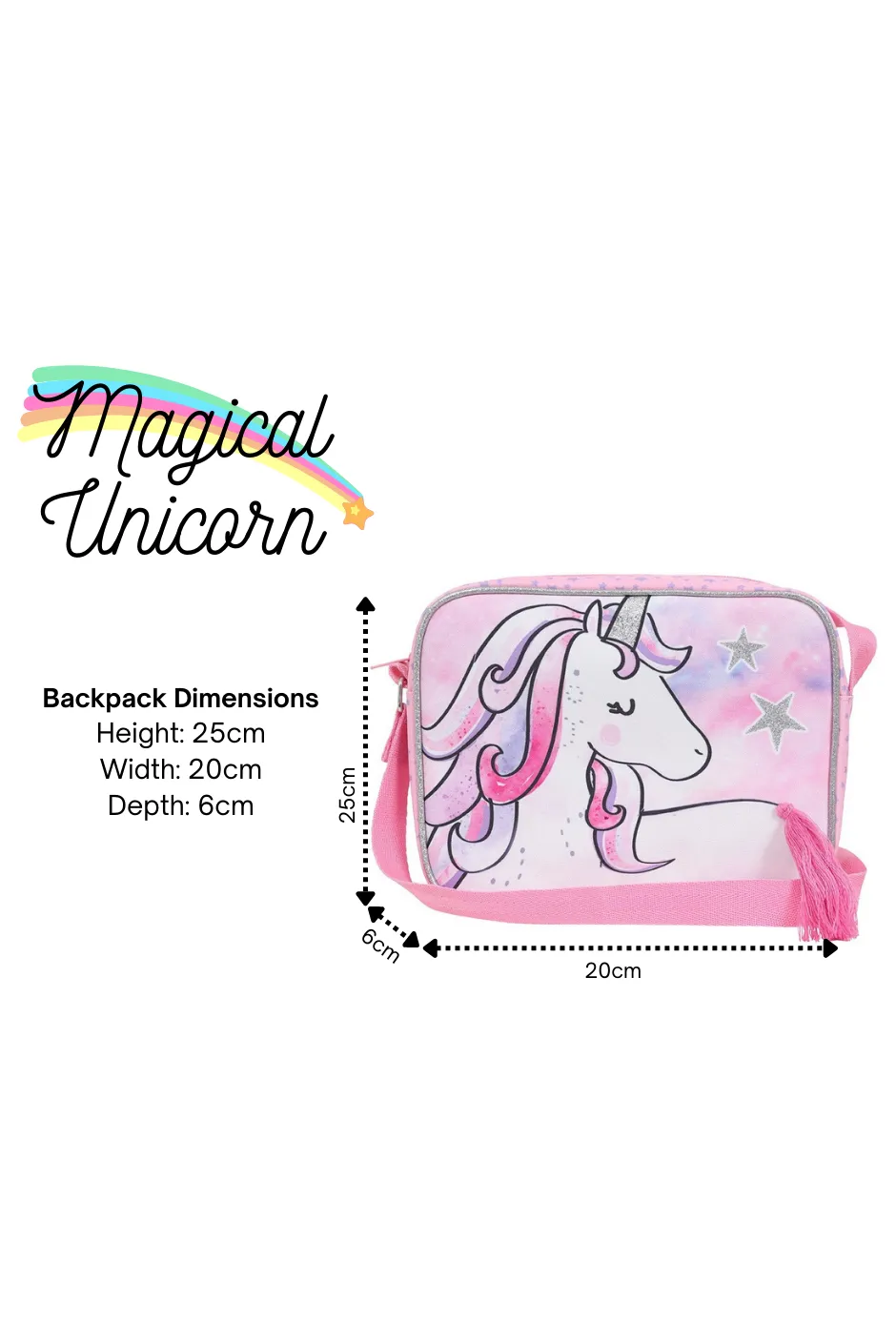 Girls Unicorn Star Pink 2 Piece Set Backpack & Lunch Bag