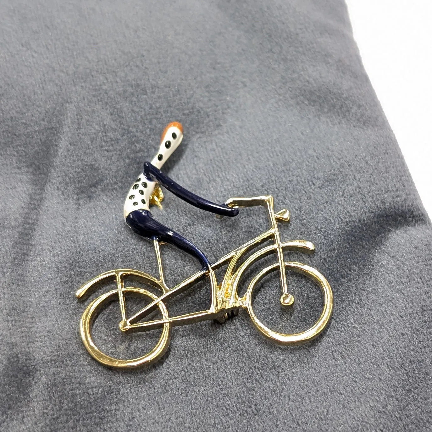 Gold Cyclist Brooch