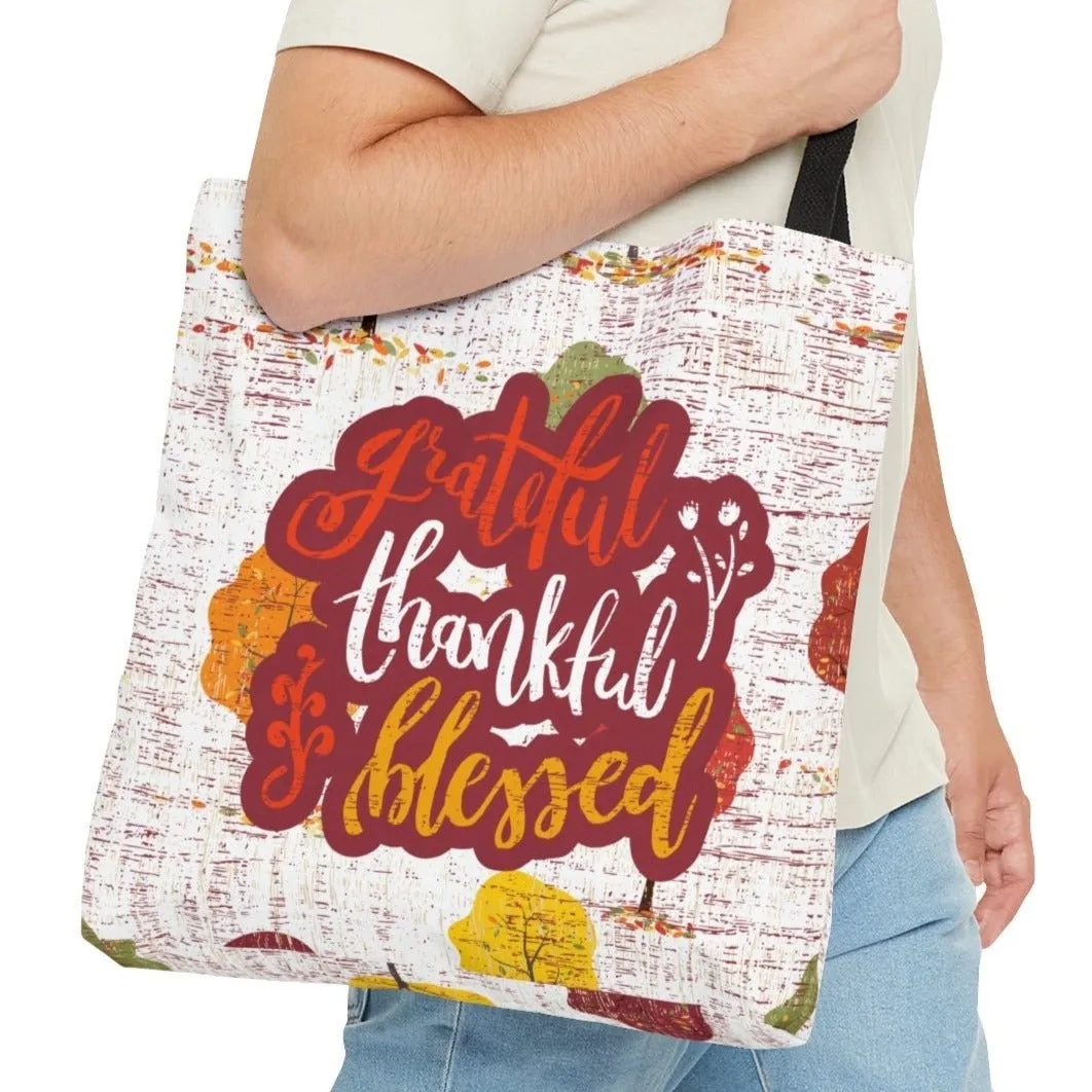Grateful, Thankful, Blessed Large Tote Bag - Inspirational Chic Accessory