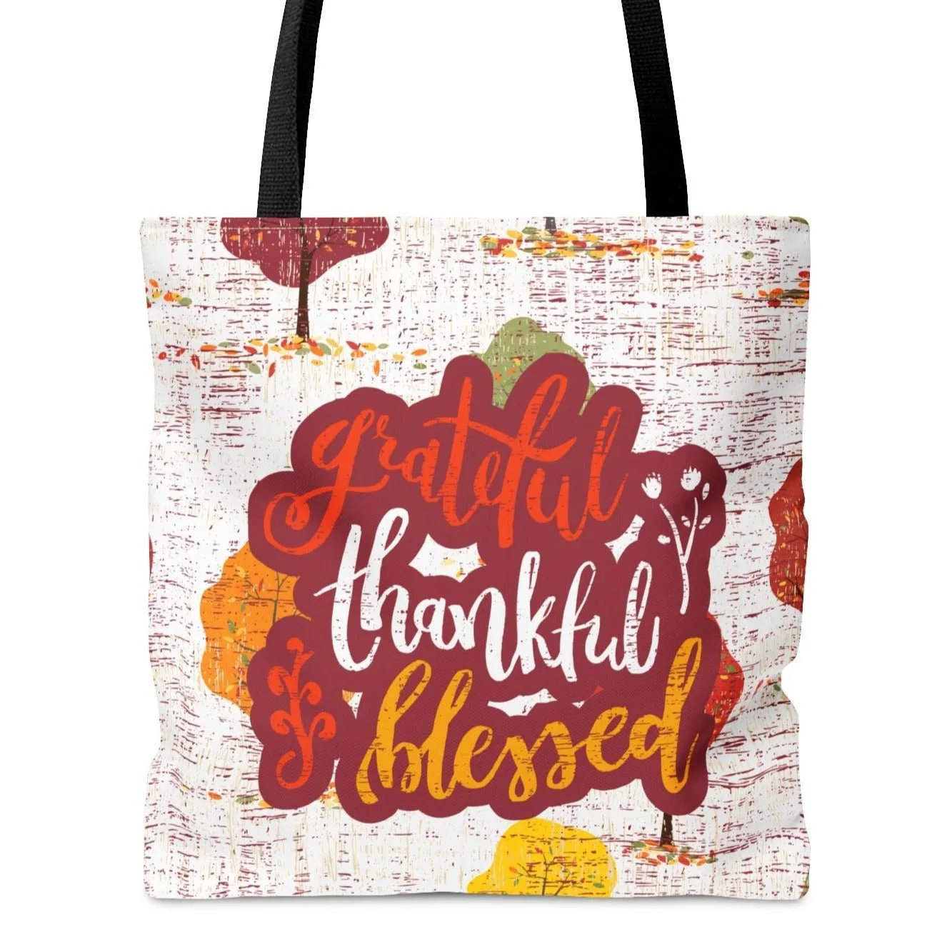 Grateful, Thankful, Blessed Large Tote Bag - Inspirational Chic Accessory