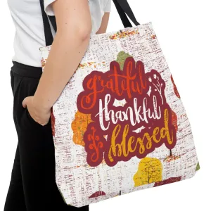 Grateful, Thankful, Blessed Large Tote Bag - Inspirational Chic Accessory