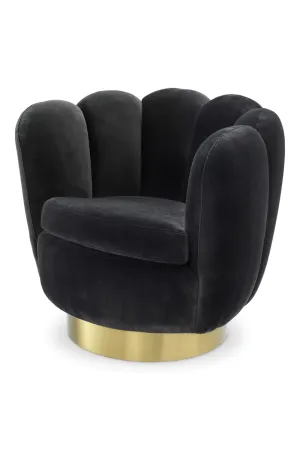Gray Velvet Scalloped Swivel Chair | Eichholtz Mirage