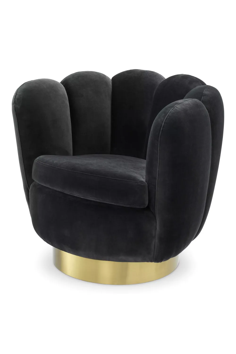 Gray Velvet Scalloped Swivel Chair | Eichholtz Mirage