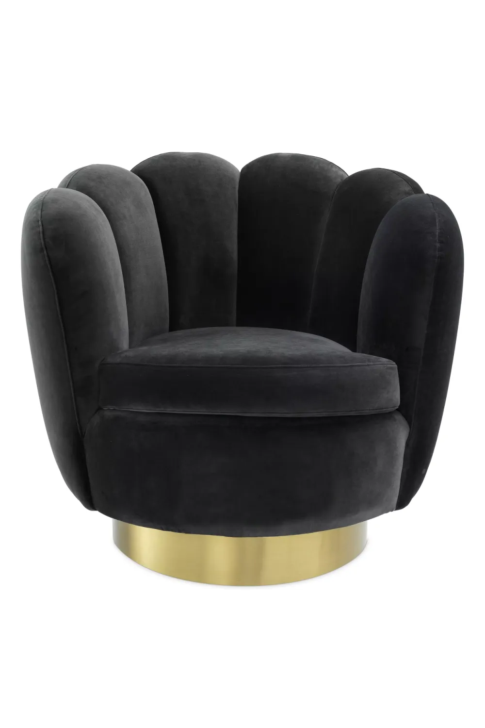 Gray Velvet Scalloped Swivel Chair | Eichholtz Mirage
