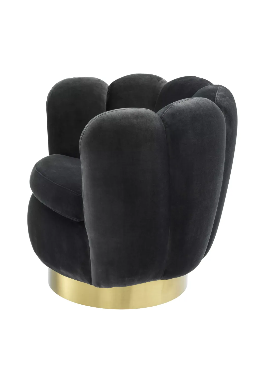Gray Velvet Scalloped Swivel Chair | Eichholtz Mirage