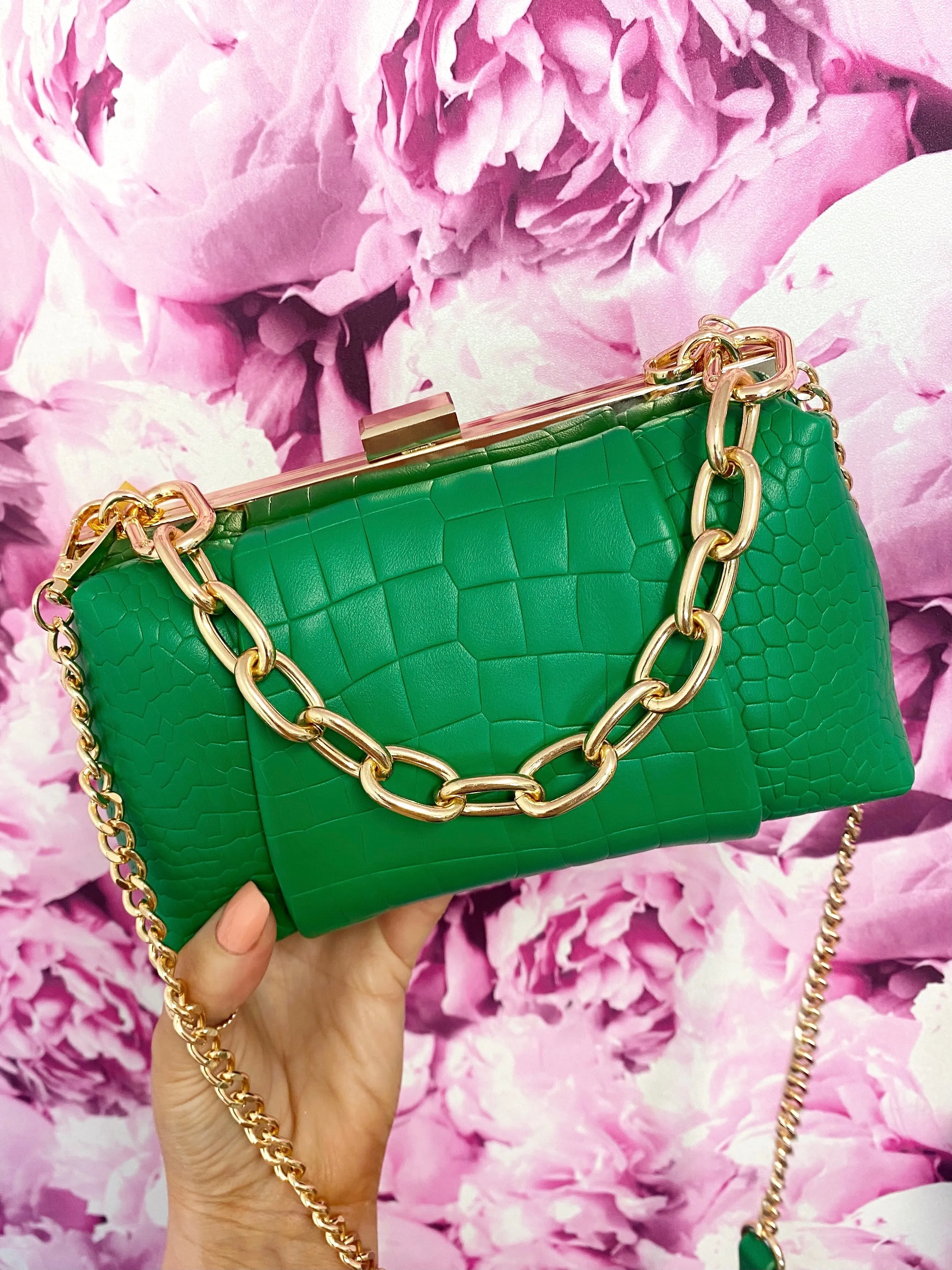 Green and Gold Crossbody Handbag