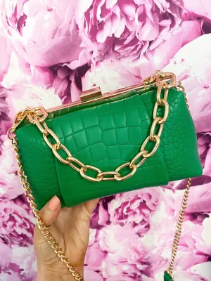 Green and Gold Crossbody Handbag