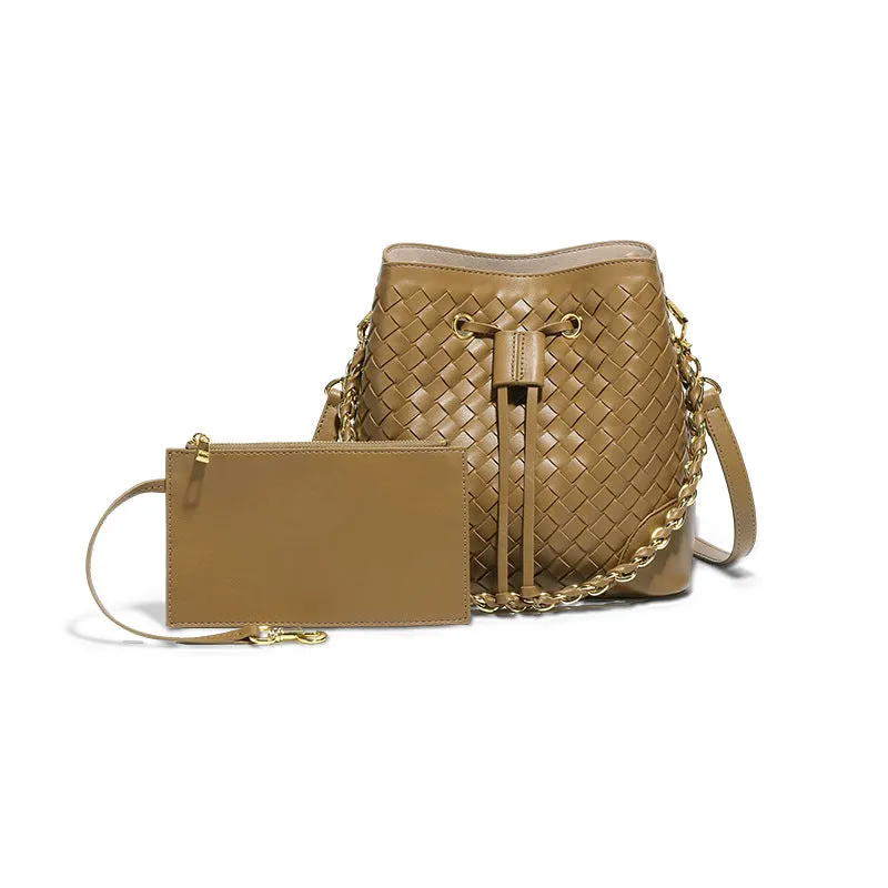 Handmade Woven Bag Cross-body Retro Two-piece Bucket Bag