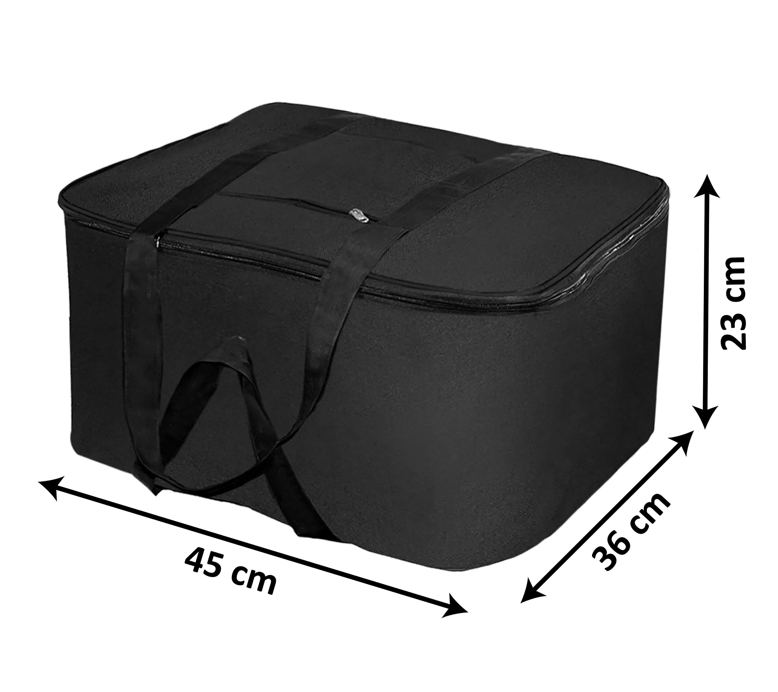Heart Home Lightweight Foldable Multipurpose Storage bag, Cloth Organiser, Travel Bag With Zippered Closure And Handle (Black)-HS43HEARTH26644