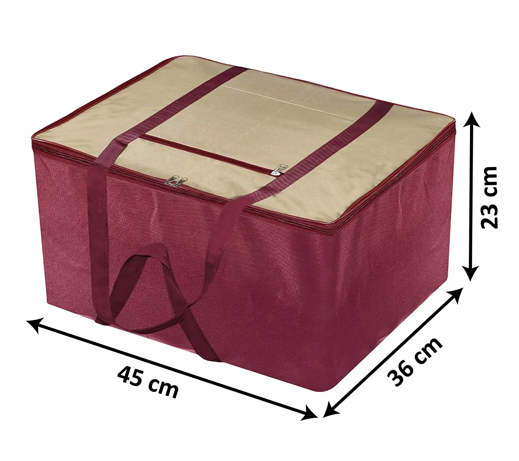 Heart Home Lightweight Foldable Multipurpose Storage bag, Cloth Organiser, Travel Bag With Zippered Closure And Handle (Brown & Maroon)-HS43HEARTH26664