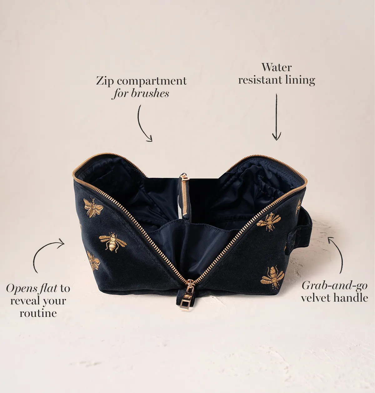 Honey Bee Open Flat Makeup Bag