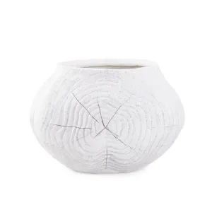 Howard Elliott Collection Faux Bois Round Bowl in a White Washed Polyresin
