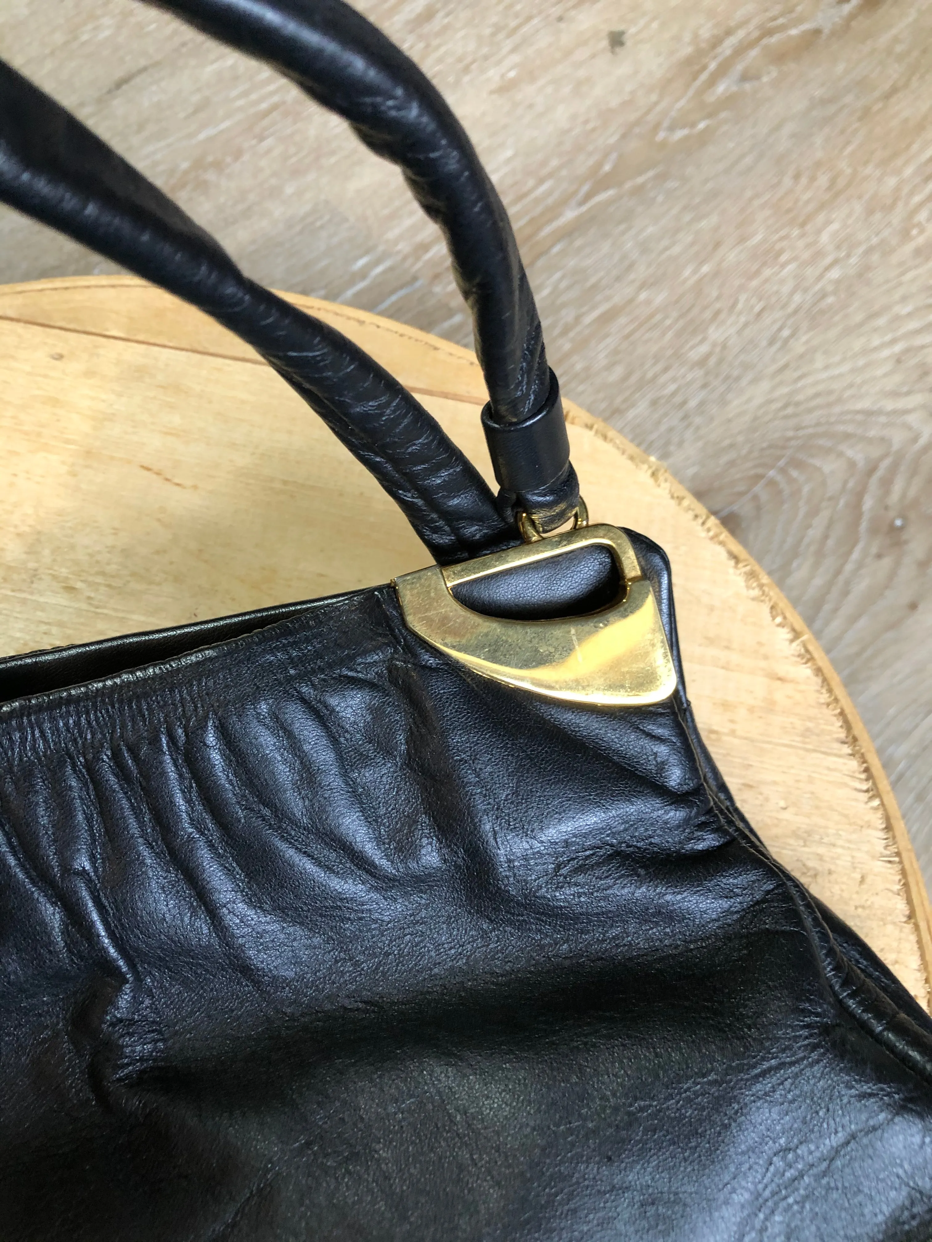 Jane Shilton Black Leather Handbag SOLD
