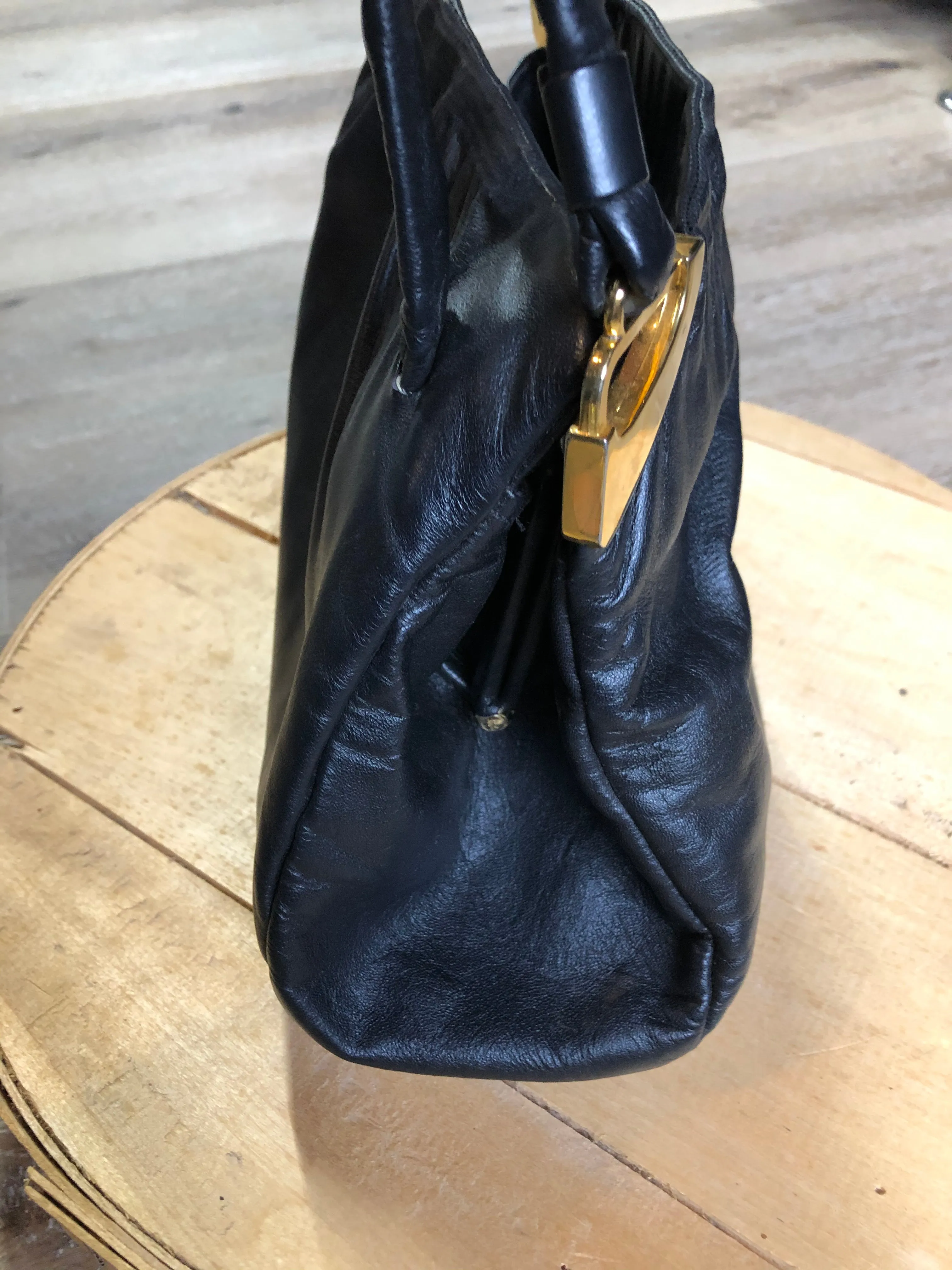 Jane Shilton Black Leather Handbag SOLD
