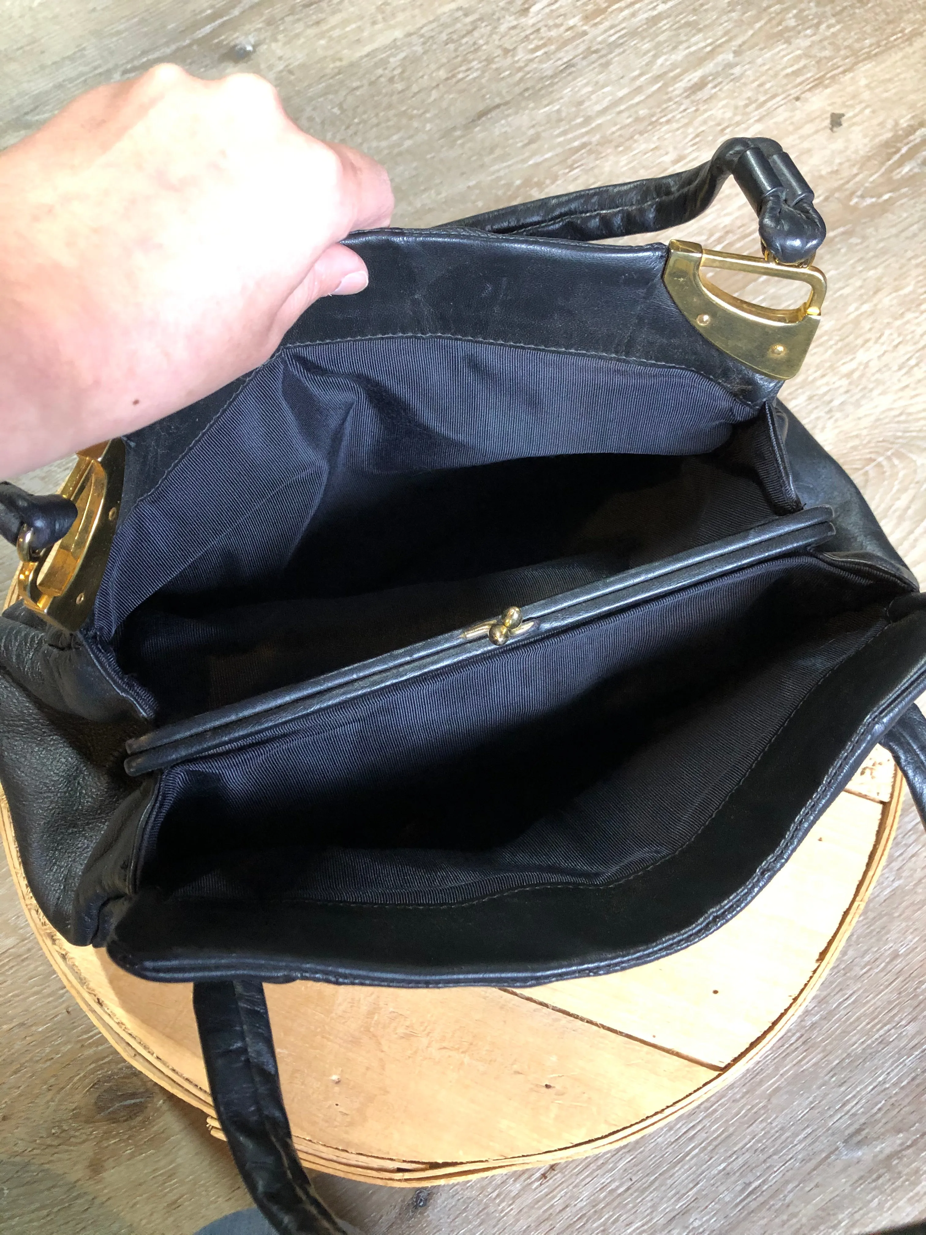 Jane Shilton Black Leather Handbag SOLD
