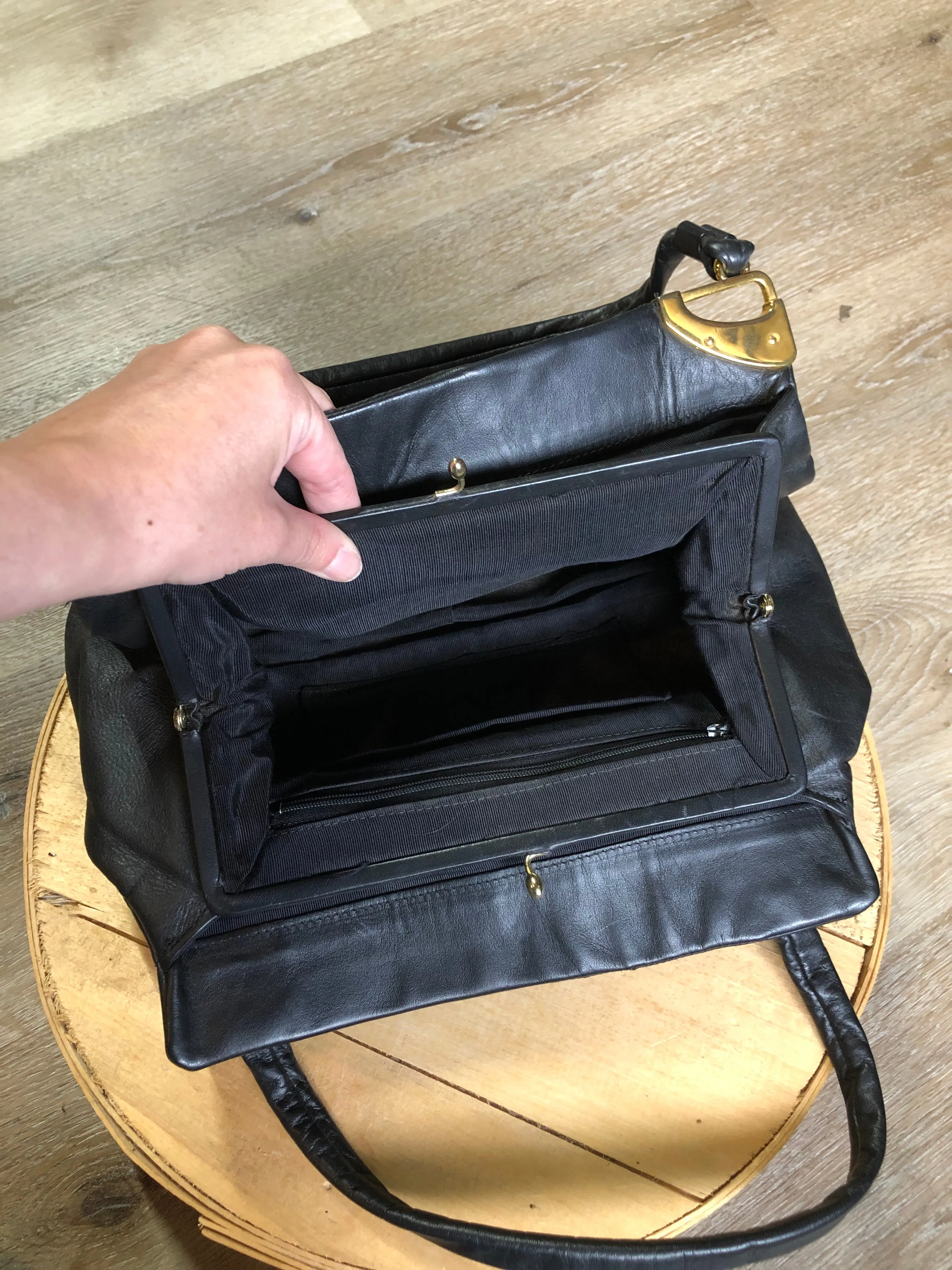 Jane Shilton Black Leather Handbag SOLD