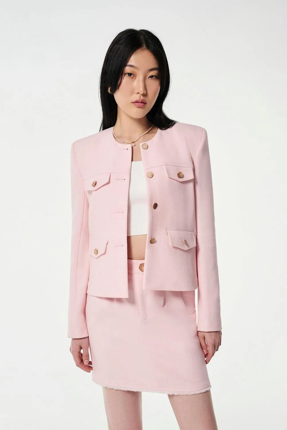 Kaia A-line Fringed Wool Twill Mini Skirt