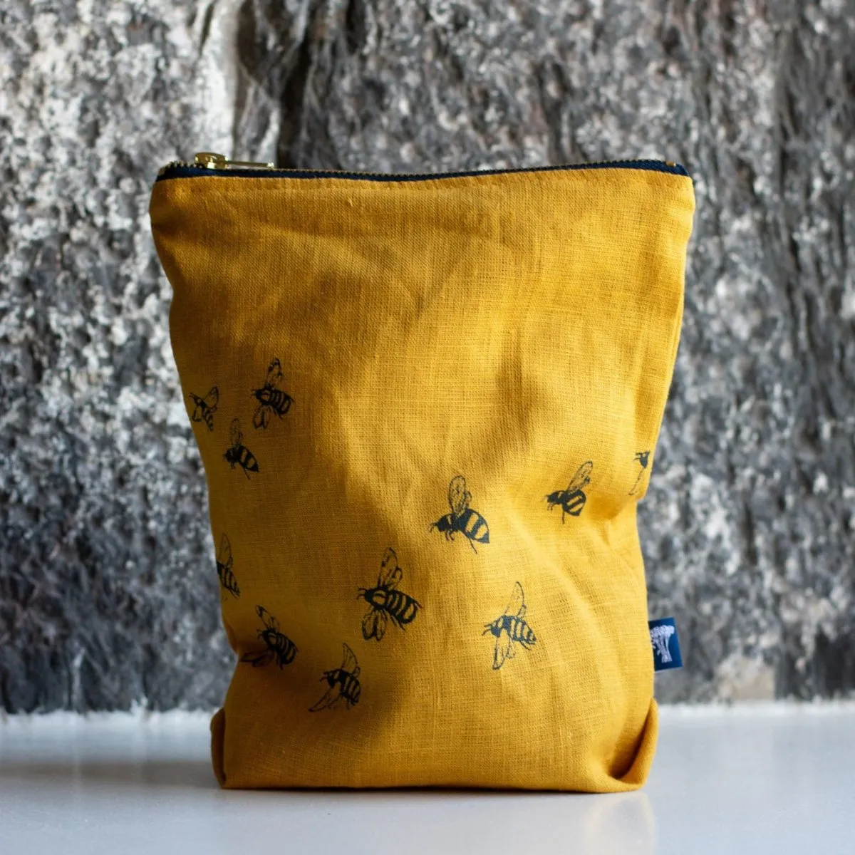 Linen Toiletry Bag with Bee Design