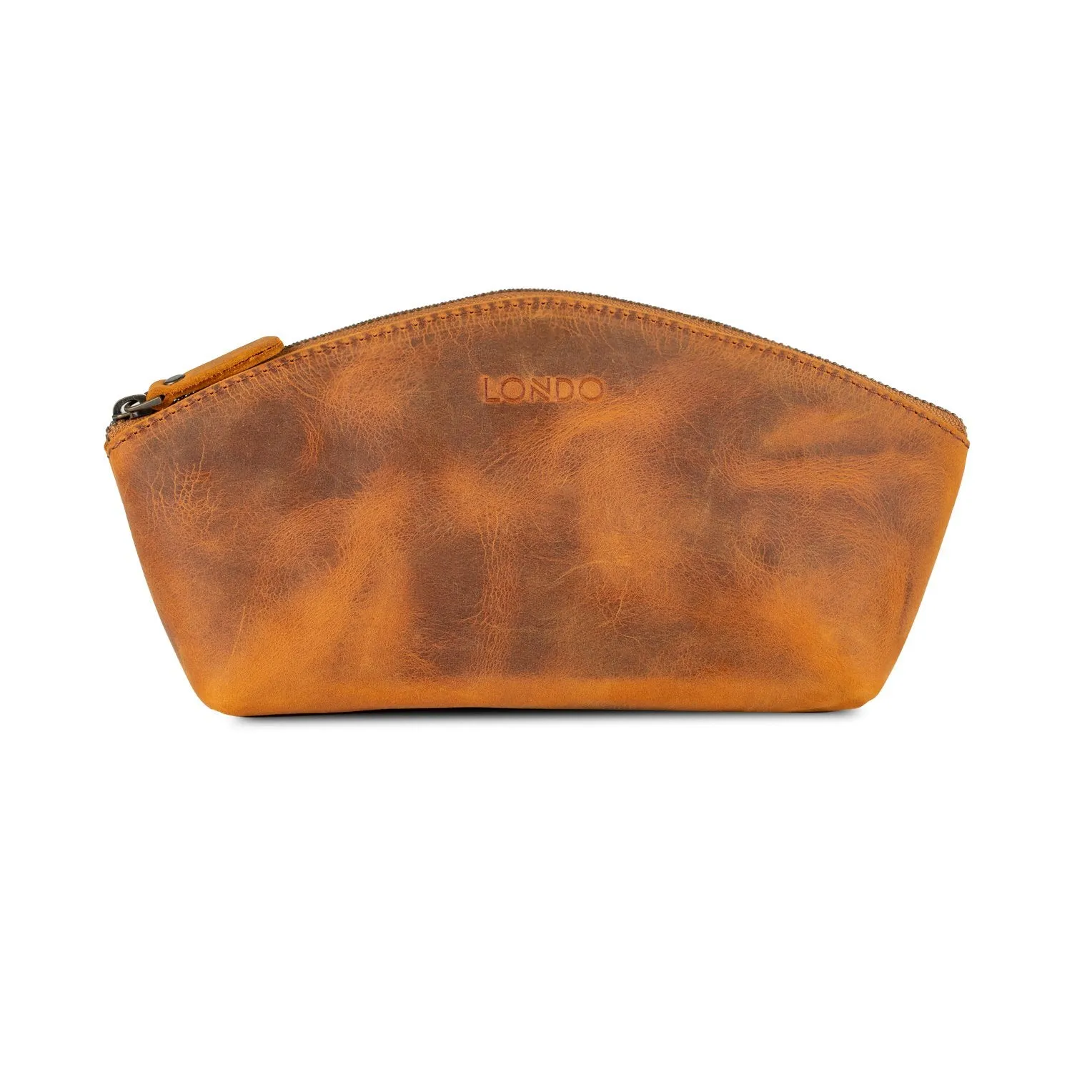 Londo Hand Crafted Top Grain Leather Versatile Gondola Style Cosmetic Bag, Accessory Pouch, Handbag, Unisex