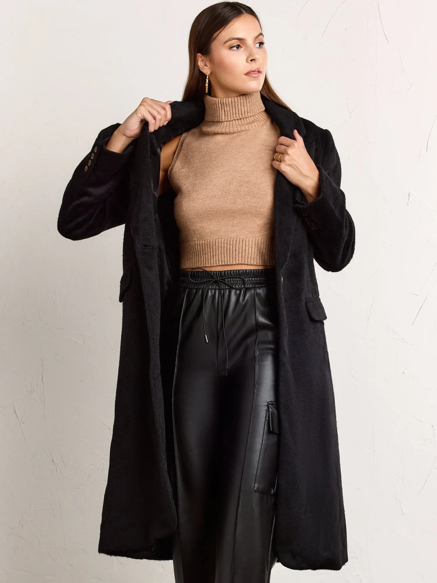 Long Brushed Coat - Crescent