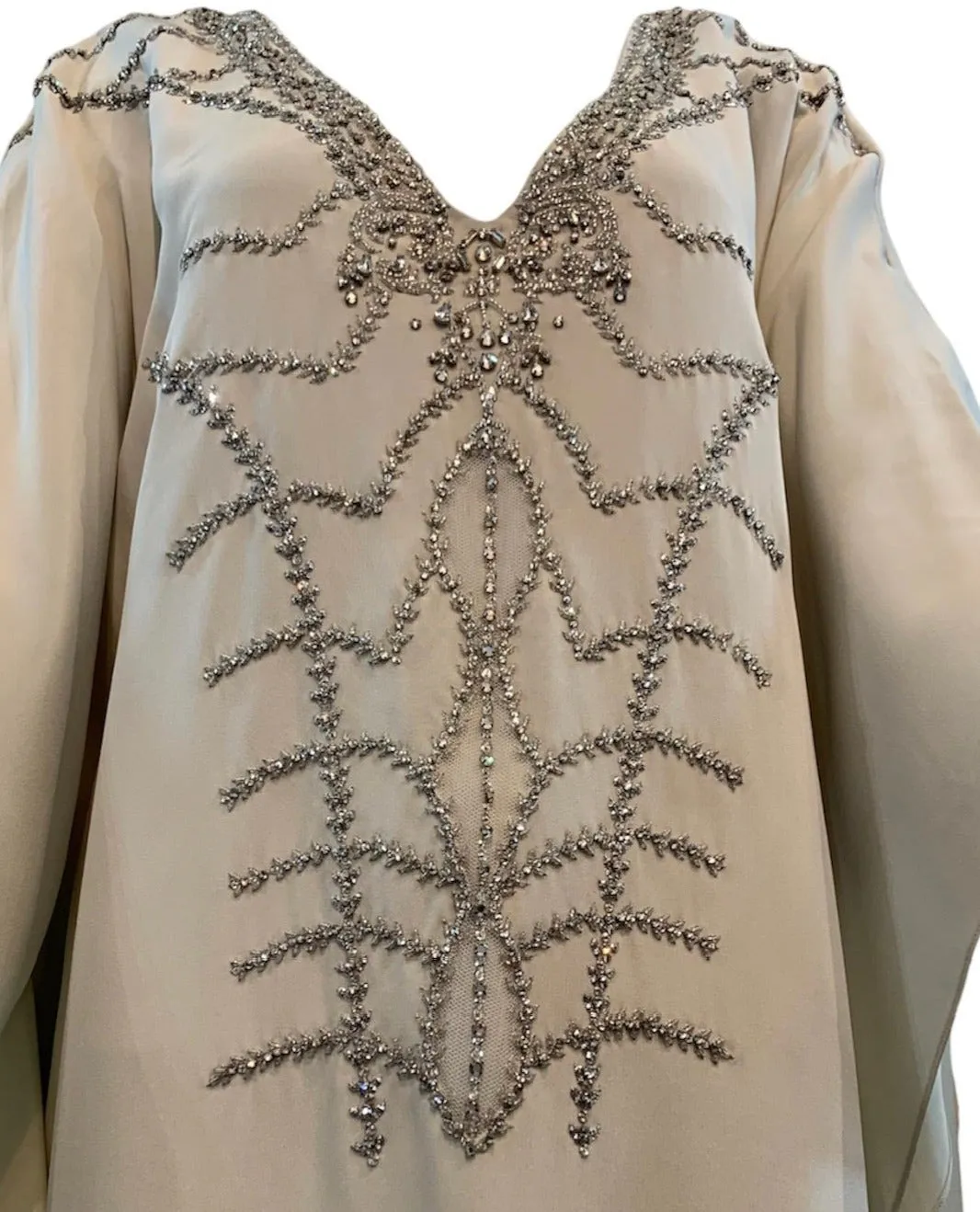 Lorena Sarbu White Jeweled Caftan, NOS