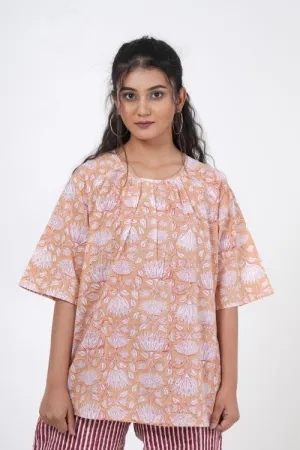 Lotus Petal Hand Block Printed Top