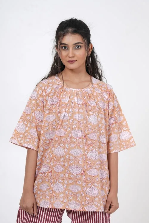 Lotus Petal Hand Block Printed Top