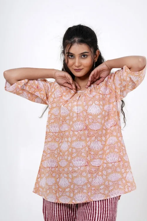 Lotus Petal Hand Block Printed Top