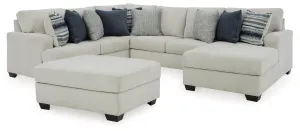 Lowder 4-Piece Sectional with Ottoman in Stone