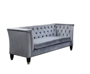 Luxurious Blue-Gray Velvet Honor Loveseat