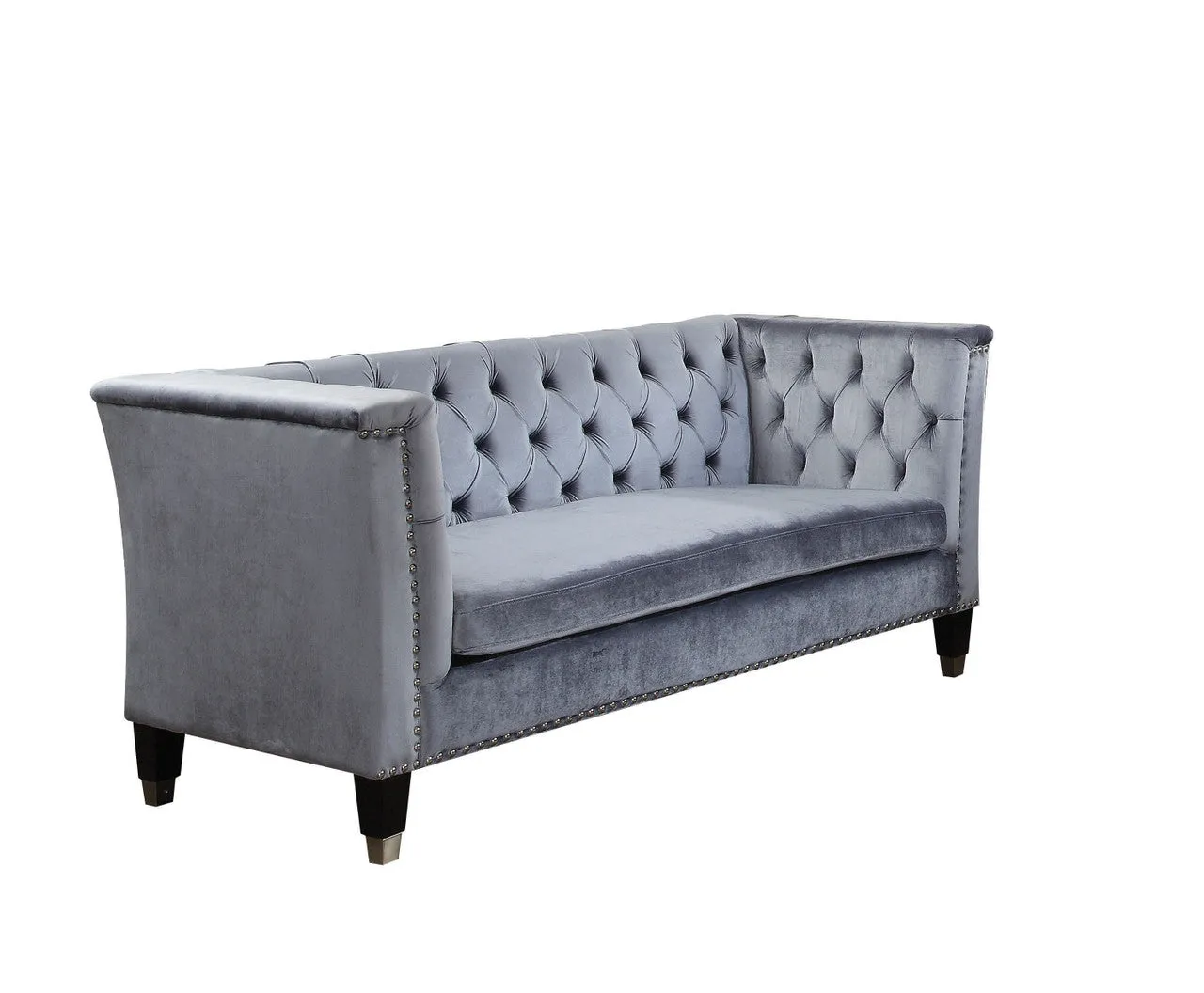 Luxurious Blue-Gray Velvet Honor Loveseat