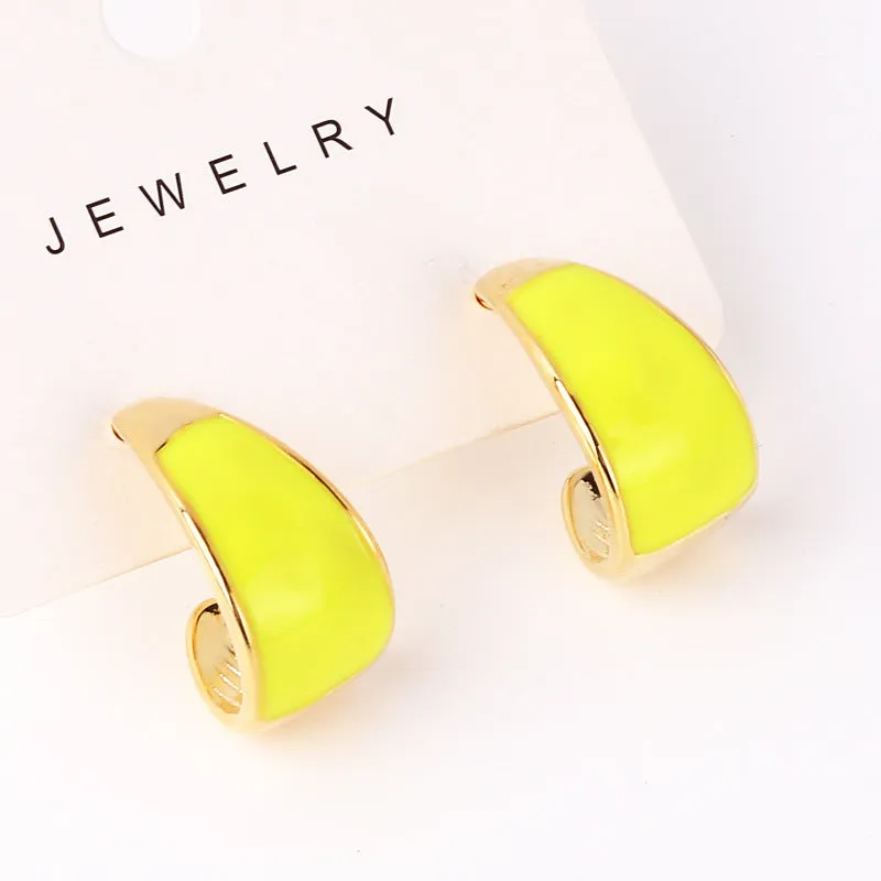 Luxurious Circle Geometric Copper Oil Dripping Earrings