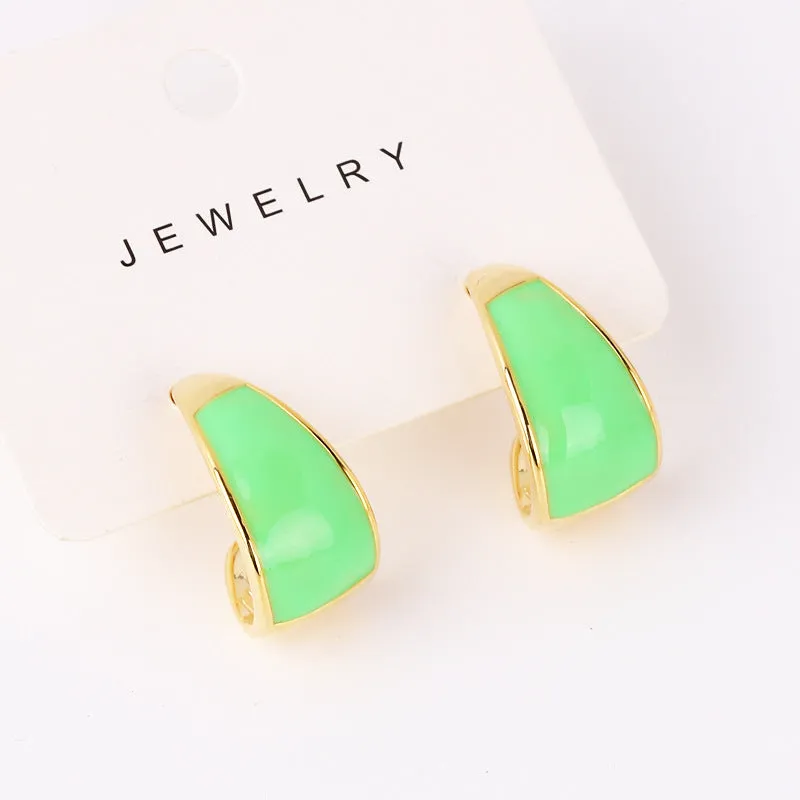 Luxurious Circle Geometric Copper Oil Dripping Earrings