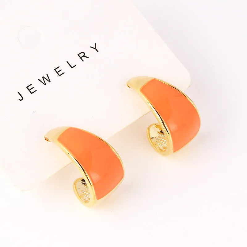 Luxurious Circle Geometric Copper Oil Dripping Earrings