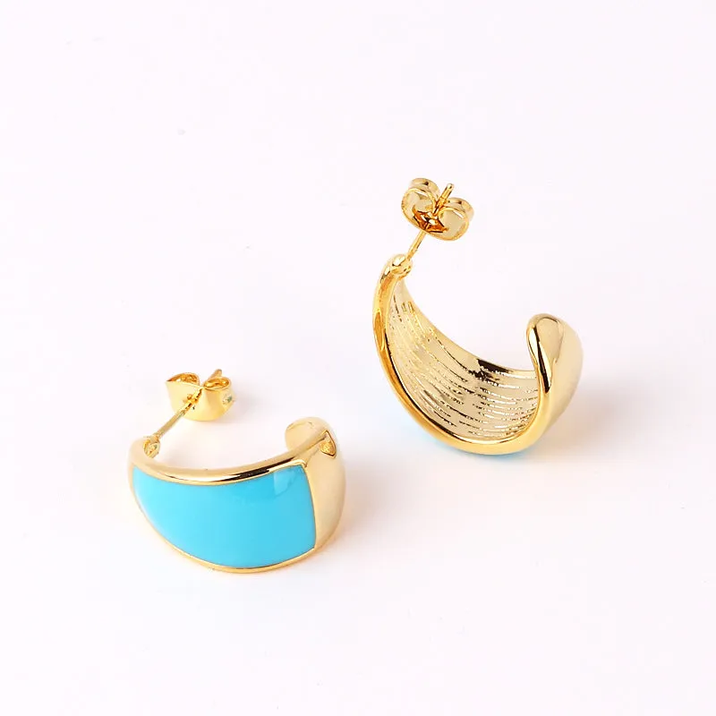 Luxurious Circle Geometric Copper Oil Dripping Earrings