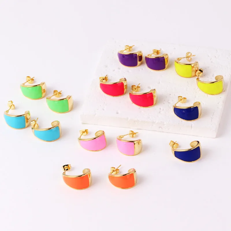 Luxurious Circle Geometric Copper Oil Dripping Earrings
