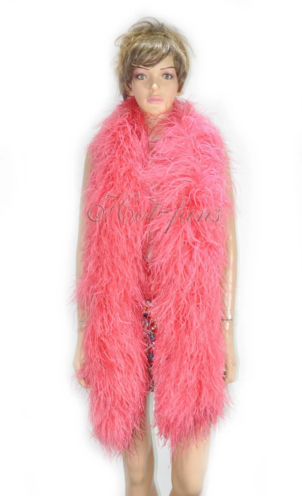 Luxurious Coral red 12 Ply Ostrich Feather Boa