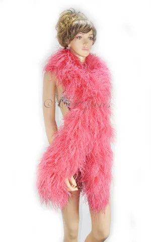 Luxurious Coral red 12 Ply Ostrich Feather Boa