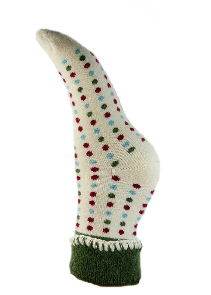 Luxurious Cuff House Socks with Multicoloured Dots