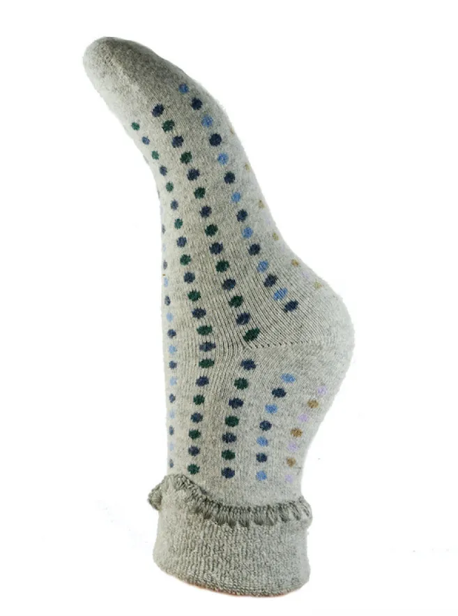 Luxurious Cuff House Socks with Multicoloured Dots
