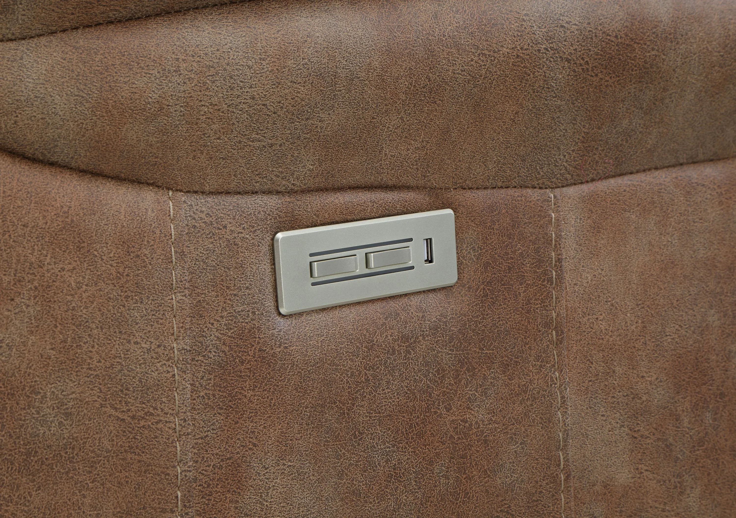 Luxurious Dual-Power Faux-Suede Recliner - Camel